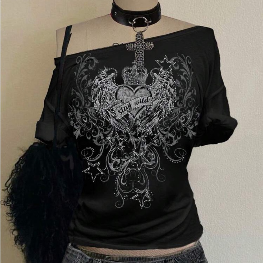 Shein Black Graphic T Shirt